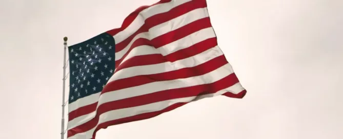 US Flag with sky background